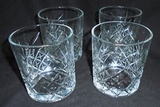 Whisky Clear Glass Tumblers x 4 crystal look vintage style set of 4 vgc