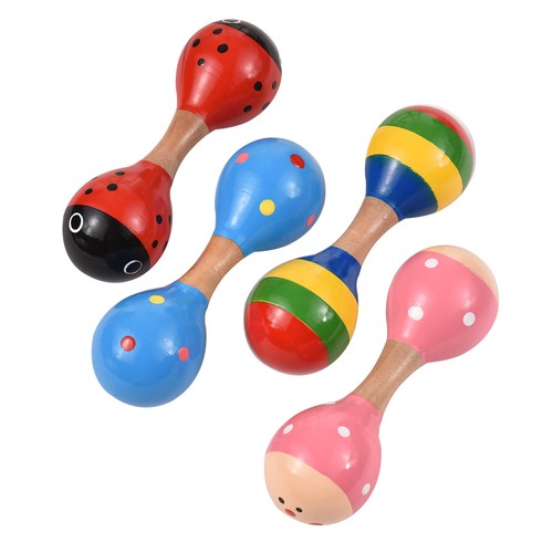 4pcs wooden maracas - maracas, mini