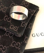 Genuine Gucci Mens Wide Trade Mark BandRing Sterling Silver. Size Gucci 19. Uk R