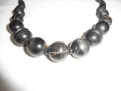 Antique black horn necklace - antique,