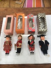 4 Vintage Character Dolls 6” Tall Boxed Beefeater/ School Teacher Etc 