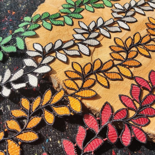 Embroidered leaf lace trim - lace,