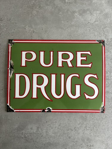 Pure drugs enamel sign - drugs,