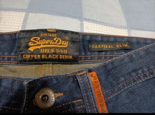 Superdry Mens Jeans 30Wx32L dark Blue Corporal Slim Copper  vintage skinny jeans