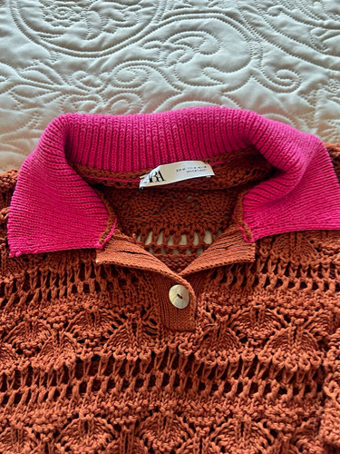Zara brown pink open knit - brown/pink, open-knit
