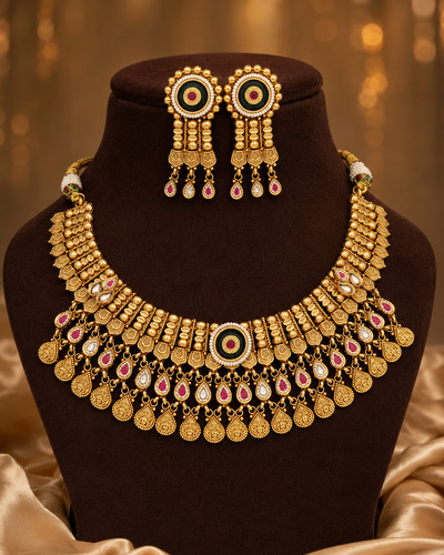 Gold tone wedding necklace - gold,