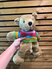 Bear Bag Zip Teddy with Striped Jumper Kids Bags Straps Great Condition