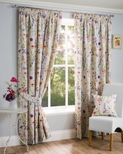 Sundour Hampshire Floral Fresh 3" Pencil Pleat Ready Made Curtains Pair Multi