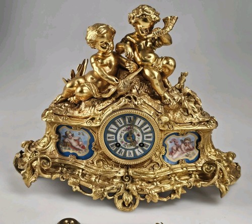 Antique bronze porcelain panel - bronze,