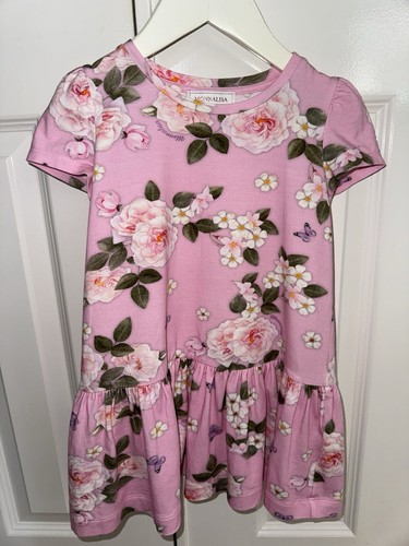 Monnalisa pink floral dress - pink,