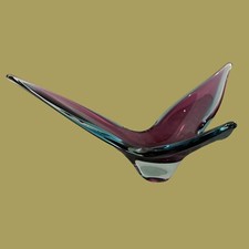 Large Vintage Murano Somerso Art Glass Vase Bowl Sculpture Pink Blue Clear