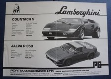 Lamborghini Jalpa P350 & Countach S 1982 1983 Leaflet Sales Sheet Brochure