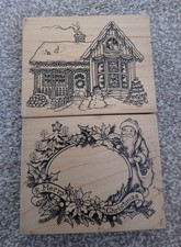 Wooden Rubber Stamps - Christmas Themed - Large Stamps