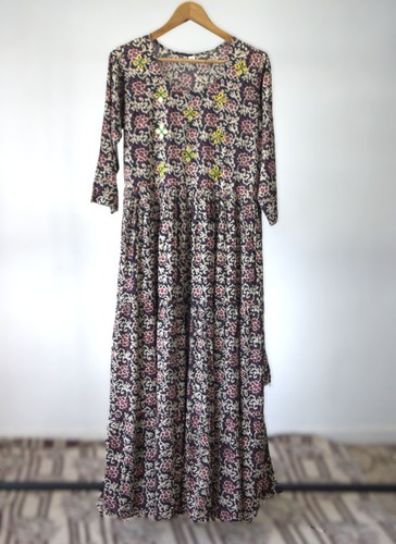 Black floral linen maxi dress - linen,