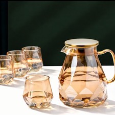 Amber Glass Pitcher Set 3pcs
