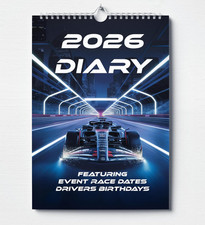 2026 Calendar Formula Racing Motorsports Events Dates, Driver Birthdays, A4 Size