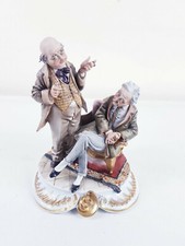 CAPODIMONTE 2 OLD MEN TALKING 1964 REAL ANTIQUE Rare
