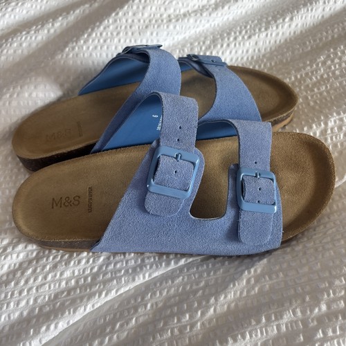 Ladies blue suede sandal - ladies,