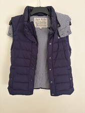 Jack Wills Feather & Down Puffer Navy Blue Hooded Gillet Unisex Size UK 14