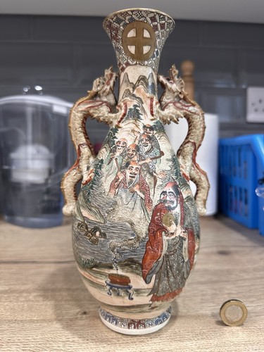 Antique japanese satsuma vase - antique,