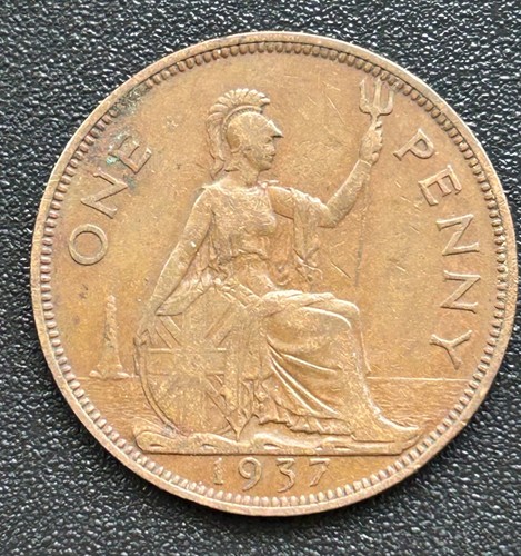 1937 one penny coin - penny,