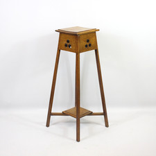 Wooden Plant Stand Jardiniere Two Tier Vintage Arts & Crafts Style 75cm Oak -EHB