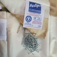 Mostyns Curtains lined Gold Pair Pleated Portcullis Square Rope pattern 53 x 33"