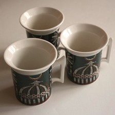 3 Lovely Vintage 1960s Portmeirion Pottery ‘Magic City’ Coffee Cups (no saucers)