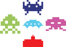 Space Invaders Retro Gaming Decal Stickers For Car Laptop Wall Window