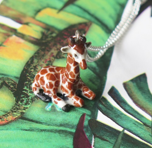 Giraffe porcelain pendant - giraffe,