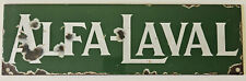 Alfa-Laval Green White One Sided Enamel Sign 34cm x 10cm Vintage Original