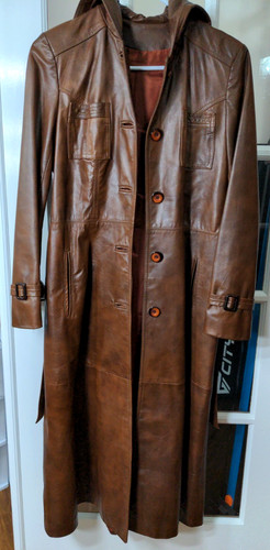 Vtg leather duster jacket - vtg,