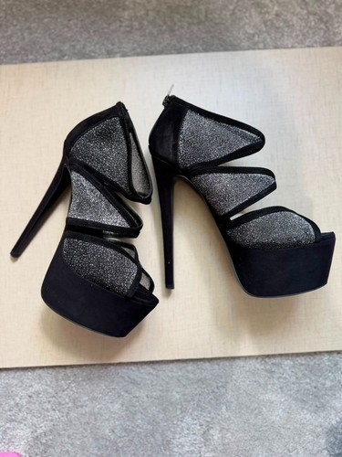 Glitter platform heels black - platform,