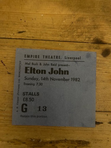 Elton john ticket - , 1982