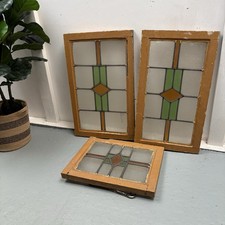 Set Of 3 Vintage Stained Glass