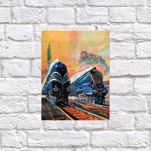 Train print retro tin metal - tin,