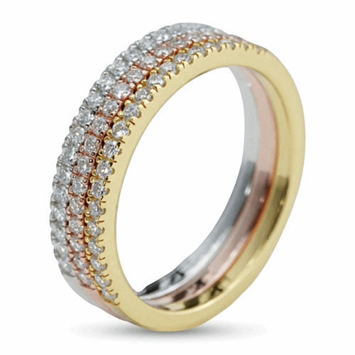 Three tone moissanite half - moissanite,