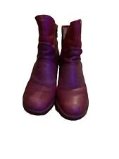 EL NATURALISTA Women's Red Wedge Leather Ankle Boots Size 40 UK 6.5