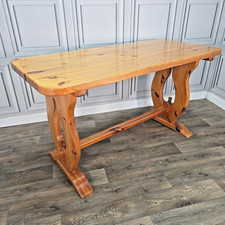 Retro Vintage Solid Wooden Pine Dining Table - Country Farmhouse Refectory Style