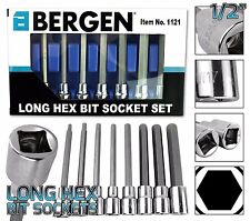 BERGEN Extra Long HEX BIT Socket Set 1/2" Dr HEX Allen Keys 5 6 7 8 10 12 14 17m