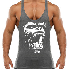 GORILLA ROAR GYM VEST STRINGER BODYBUILDING MUSCLE LIFTING TOP FITNESS VEST