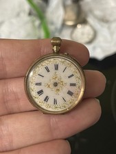 9ct Gold Antique Pocket Watch Ladies Continental Case Vintage Spares Repairs 9K