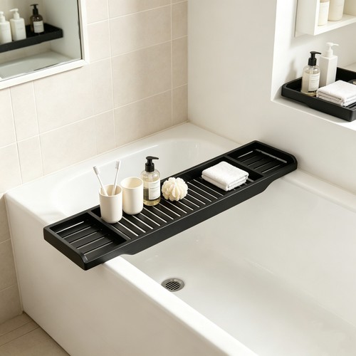 Black bamboo wooden over bath - over,