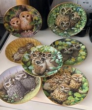7 x Danbury Mint owl plate by Robert Hersey