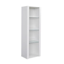 Modern Display Tall Cabinet Bookcase Shelving Units with LED Light 3 Glass Shelf