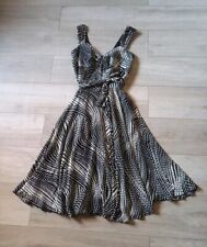 Debenhams Debut Black & White Sheer Flared Dress Boned Bodice Party Wedding UK12