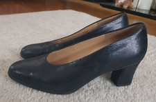 GABOR navy blue leather block heel shoes  size UK 5.5 / EU 38.5    GREAT