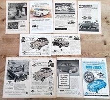 RILEY + WOLSELEY 1500  -  10  VINTAGE ADVERTS  - ORIGINAL