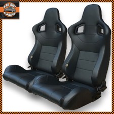 Pair Universal Design BB6 Reclining Titling Bucket Sports Racing Seats BLACK