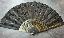 Black Sequins Stylish Peacock Ladies Folding Hand Summer Decorative Fan UKSeller
